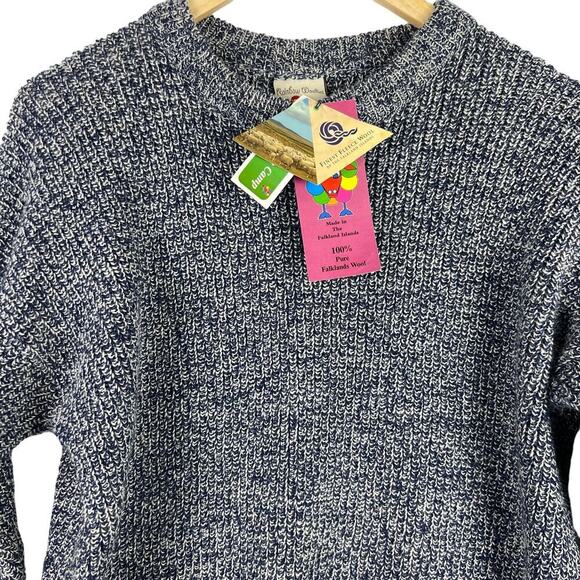 NWT Rainbow Woollies HANDKNITTED PURE FALKLAND WOOL NAVY/White MEDIUM Unisex - Picture 1 of 16